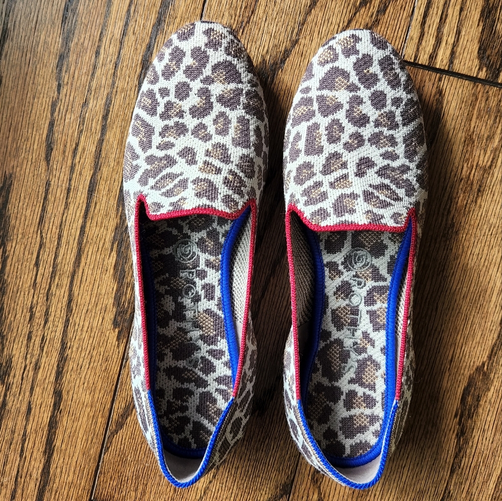 Rothy's Mocha Spot Print Loafers 8.5. Good preowned condition.